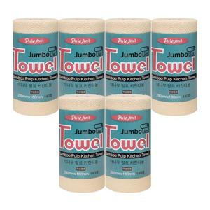 개별포장 3겹 280x180 점보사이즈 뱀부 키친타올 140매 x5롤+1롤 100% 대나무펄프