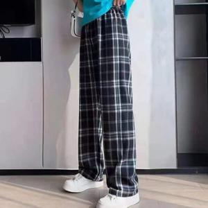 양털 기모바지 체크 여성 밴딩팬츠 겨울 방한 와이드 팬츠 OFDJ-LPT3