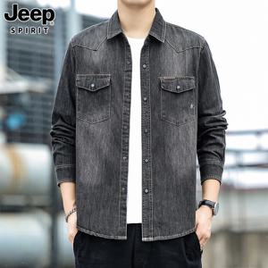 JEEP 지프 봄 여름 남성 데님셔츠 청남방 워싱면 데님 긴팔 재킷