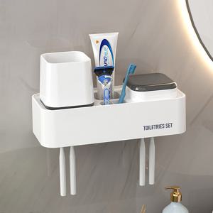 무타공 칫솔꽂이 4구 화장실 칫솔걸이 치약 면도기 거치대