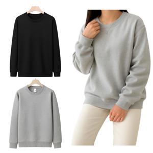 남녀공용 헤비웨이트 특양면 면 100% 긴팔 무지 맨투맨