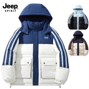 지프 JEEP SPIRIT 남녀공용 배색패딩 오버핏 패딩 점퍼 남녀커플 패딩 JPA085