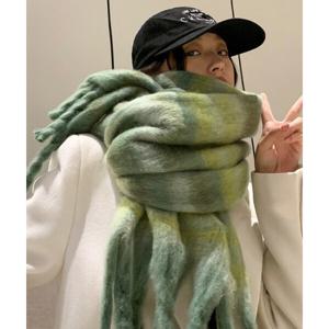 앙고라 무지개 체크 패턴 방한 방풍 보온 빅 머플러 풍성 포근함 볼륨 넥워머 목도리 (2장이상추가할인)