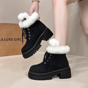 여자 겨울 부츠 워커 털안감 방한화 통굽 워커부츠