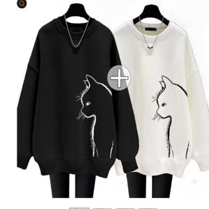 1 + 1 110kg 라지 아메리칸 빈티지 라운드 맨투맨 여성 루즈핏 겨울 기모 두꺼운 긴팔 외투 상의 트렌디