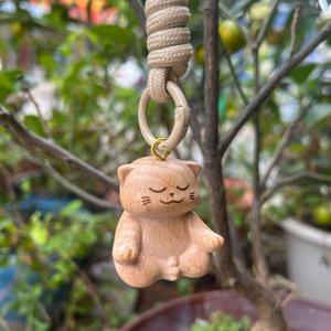 재물을부르는 나무고양이키링  가방 차키 행운키링