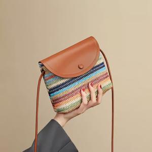 새로운 짜임 물통 가방 컬러 도파민 숄더 크로스 핸드폰 가방 여소방 가방 달콤한 통근 가방