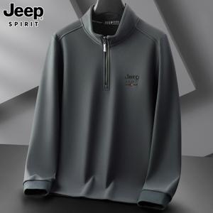 JEEP SPIRIT 남성 반지퍼 스탠드 칼라 데일리 캐주얼 상의 부드러운 맨투맨