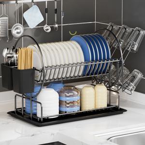 스테인리스 주방 식기건조대 2단 다용도 수납선반 컵거치대 접시정리 젓가락통 즉시할인