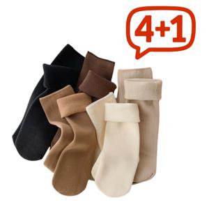 4+1 슬기로운 양말 생활 따뜻하고 압박이 덜한 여성 기모 양말 수면 삭스 부드러운데 따뜻한 5장 5가지 컬러