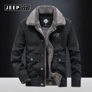 지프 스프릿 양털 데님자켓 겨울 남성 캐주얼 따뜻한 워싱 청자켓