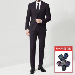 맨잇슈트 퍼플 울혼방 미니체크 수트 포멀핏 스트레치 3계절 정장 (340) + 타이증정