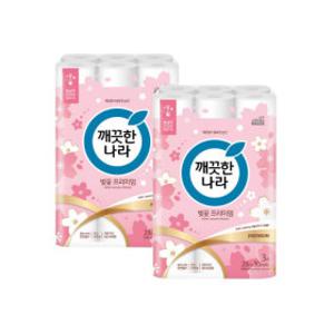 깨끗한나라 벚꽃 3겹 롤화장지 천연펄프 휴지 28m 60롤 최신리뉴얼