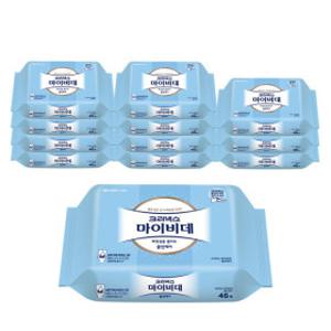 크리넥스 마이비데 클린케어 46매 12팩 화장실 물티슈