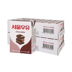 서울우유 초코 멸균우유 200ml 24입+24입 (2박스) 초코우유/멸균우유