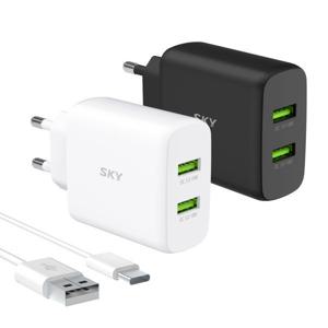 (케이블 세트) 필 36W QC3.0 USB 듀얼 2포트 고속 충전기 Q2S 동시 2대 고속충전