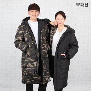 남녀공용 양면 롱패딩 웰론솜 단체패딩 벤치코트