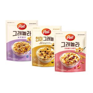 포스트 그래놀라 3종 크랜베리 아몬드 570g+그래놀라 블루베리 500g+그래놀라 카카오호두 510g 3개 선택