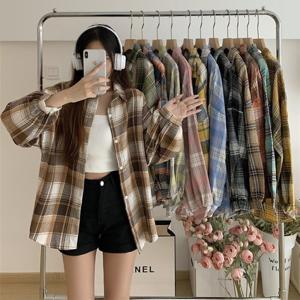 무드인피치 루즈핏 간절기 캐주얼 체크 셔츠 와이드 모던 트렌디 데일리 셔츠 (2장이상추가할인)