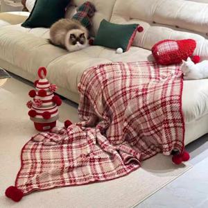 레드체크 블랭킷 포근한 소파 담요 캠핑 무릎담요