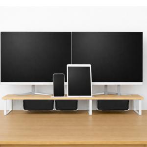 플레이기어 듀얼 스마트 모니터받침대 1000mm 우드 원목 서랍 받침 선반 대형