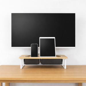 플레이기어 싱글 스마트 모니터받침대 520mm 우드 원목 서랍 받침 선반