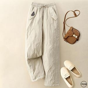 여성 겨울 방한 보온 밴딩 누빔 패딩팬츠