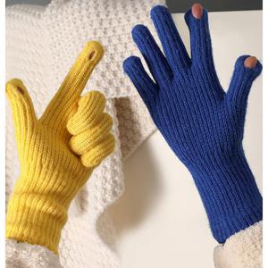 (1+1) 여성 핑거리스 겨울 니트 기모 터치 장갑