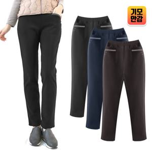 1+1 겨울 기모 빅사이즈 스판 밴딩팬츠 일자핏 정장 중년여성 일상바지 일상바지 따뜻한 기모안감