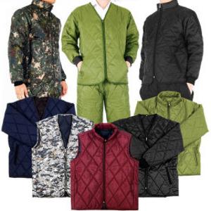 국산 깔깔이 패딩 남성 겨울 방한 점퍼 조끼 바지 군대 경량패딩 남자 겨울작업복 방한복 세트