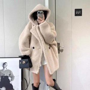 여성 가을 겨울 오버핏 후드 뽀글이 A라인 하트 코트 키작녀 양털 반코트