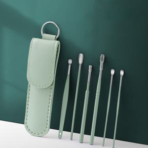 1+1 스텐 휴대용 귀이개 6종 세트 파우치 포함