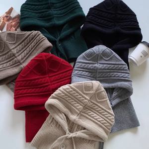 꽈배기 니트 바라클라바 귀도리 겨울 털모자 방한 귀달이모자 넥워머 목도리 후드 모자