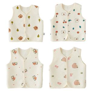 아기 일러스트 순면 누빔 조끼(신생아부터-3세까지)