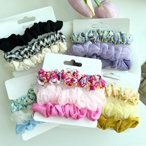 3개세트 슬림 미니 스크런치 헤어슈슈 쉬폰 린넨 오간자 헤어곱창밴드 데일리 머리끈 곱창끈