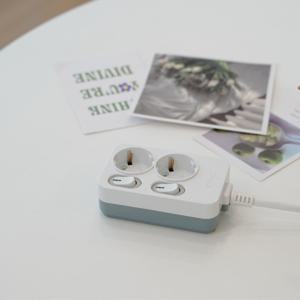 국산 KC KS인증 블루 LED 스위치 개별 절전형 멀티탭 2구 1.5m 2.5m 4.5m (250V 10A)