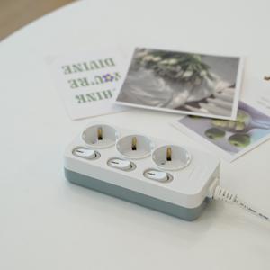 국산 KC KS인증 블루 LED 스위치 개별 절전형 멀티탭 3구 1.5m 2.5m 4.5m (250V 10A)