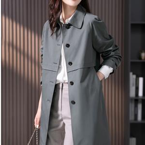 에쥬아 여성 트렌치 코트 스퀘어넥 봄가을 아우터 하프 코트