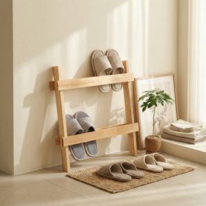 인테리어 고무나무 원목 실내화 거치대 슬리퍼 걸이 정리대 2color