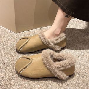 여자 가을 겨울 기모 플랫슈즈 발편한 털로퍼