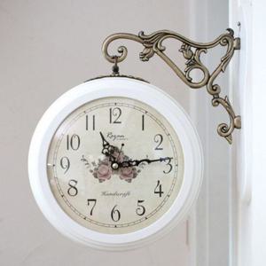 클래식 로건 양면시계 화이트 저소음 고급 벽걸이장식