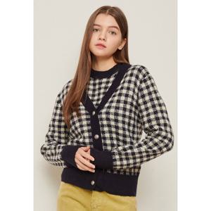 [제이제이 지고트]브이넥 깅엄 체크 울 가디건 GMBA1CDJ4