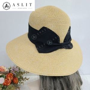 [애슬릿] 여성 챙 넓은 라탄 리본 디테일 벙거지 모자