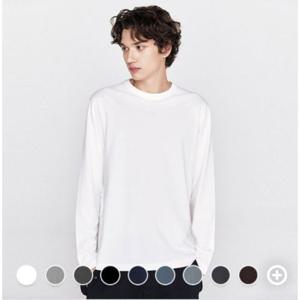 [지오다노]남성 가을 기본 라운드 무지 긴팔 면 티셔츠 025910