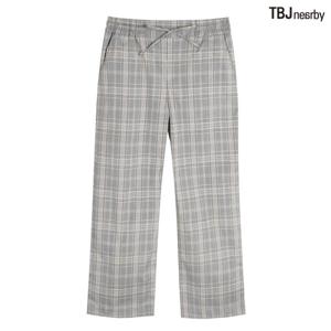 [TBJ]여성 9부 세미와이드 올밴딩 체크 슬랙스(T182PT730P)