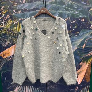 [르니앤맥코이]실버스팽글큐빅브이넥니트MN02KN732_IC