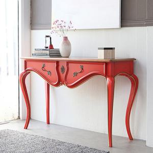 유캐슬 칸느 엔틱 원목 콘솔 수납장 서랍장 테이블(오렌지)