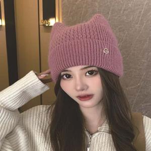 여성 니트 야옹이 귀 비니 캣비니 뿔비니 니트비니
