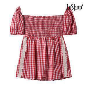 [르샵]체크 스모크 스퀘어넥 블라우스 (BP6BL064A)