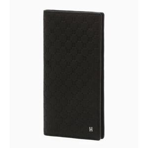 [헤지스ACC] 블랙 로고패턴 소가죽 장지갑 HJWA6E822BK